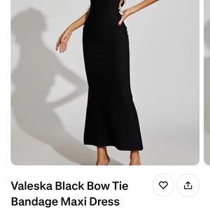 Black Bow Tie Bandage Maxi Dress